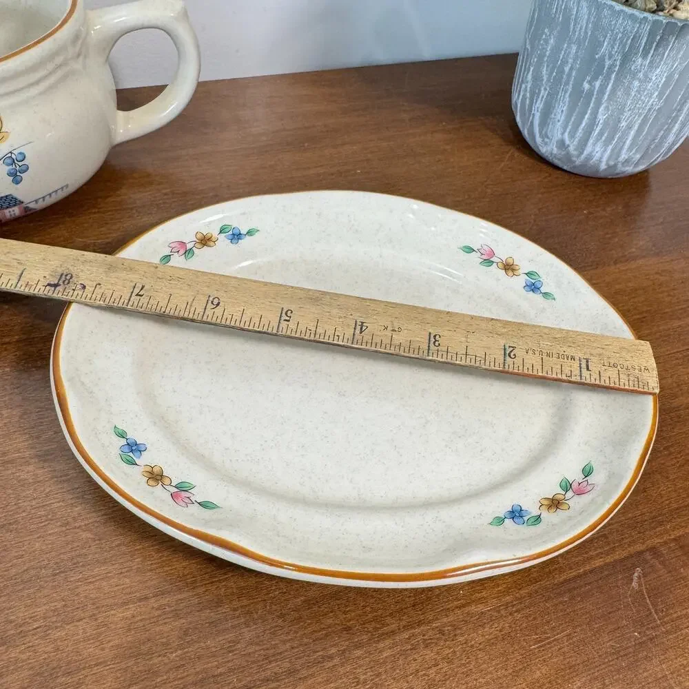Vintage International China Heartland Gravy Boat and Saucer Stoneware Farmhouse